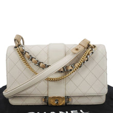 Load image into Gallery viewer, CHANEL CC Flap Quilted Leather Chain Crossbody Bag White
