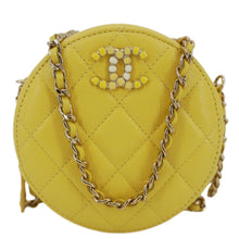 Load image into Gallery viewer, CHANEL Crystal CC Round Quilted Caviar Leather Chain Crossbody Bag Yellow
