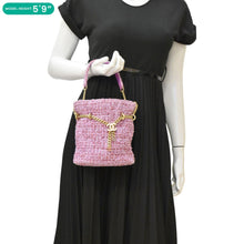 Load image into Gallery viewer, CHANEL Pending CC Tweed Enamel Drawstring Tote Bucket Bag Pink
