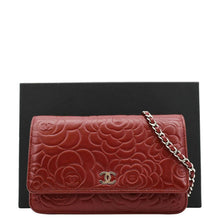 Load image into Gallery viewer, CHANEL Camellia Wallet On Chain Leather Crossbody Bag Red
