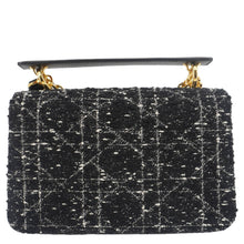 Load image into Gallery viewer, CHRISTIAN DIOR Jolie Small Cannage Tweed Top Handle Shoulder Bag Black
