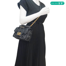 Load image into Gallery viewer, CHRISTIAN DIOR Jolie Small Cannage Tweed Top Handle Shoulder Bag Black
