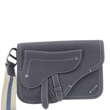 Load image into Gallery viewer, CHRISTIAN DIOR Saddle Leather Wristlet Navy Blue.
