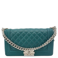 Load image into Gallery viewer, CHANEL Boy Flap Perforated Leather Crossbody Bag Turquoise

