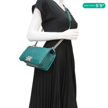 Load image into Gallery viewer, CHANEL Boy Flap Perforated Leather Crossbody Bag Turquoise

