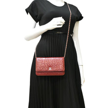 Load image into Gallery viewer, CHANEL Camellia Wallet On Chain Leather Crossbody Bag Red
