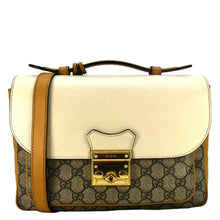 Load image into Gallery viewer, GUCCI Padlock Flap GG Canvas Shoulder Bag Beige 644527
