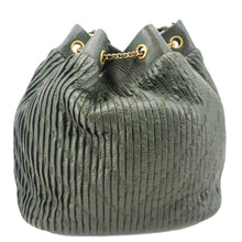 Load image into Gallery viewer, CHANEL Chevron Leather Drawstring Bucket Crossbody Bag Green
