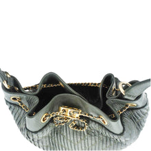 Load image into Gallery viewer, CHANEL Chevron Leather Drawstring Bucket Crossbody Bag Green
