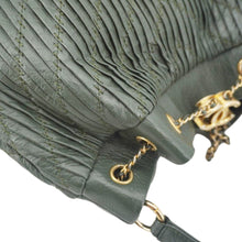 Load image into Gallery viewer, CHANEL Chevron Leather Drawstring Bucket Crossbody Bag Green
