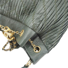 Load image into Gallery viewer, CHANEL Chevron Leather Drawstring Bucket Crossbody Bag Green
