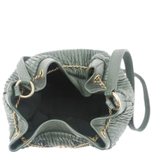 Load image into Gallery viewer, CHANEL Chevron Leather Drawstring Bucket Crossbody Bag Green
