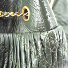 Load image into Gallery viewer, CHANEL Chevron Leather Drawstring Bucket Crossbody Bag Green
