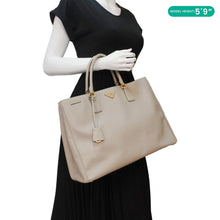Load image into Gallery viewer, PRADA Galleria Double Zip Saffiano Leather Top Handle Tote Bag Beige
