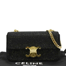 Load image into Gallery viewer, CELINE  Triomphe Claude Suede Strass Shoulder Bag Black
