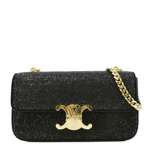 Load image into Gallery viewer, CELINE  Triomphe Claude Suede Strass Shoulder Bag Black
