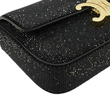 Load image into Gallery viewer, CELINE  Triomphe Claude Suede Strass Shoulder Bag Black
