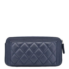 Load image into Gallery viewer, CHANEL Boy Double Zip Wallet on Chain Caviar Leather Crossbody Bag Navy Blue
