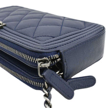 Load image into Gallery viewer, CHANEL Boy Double Zip Wallet on Chain Caviar Leather Crossbody Bag Navy Blue
