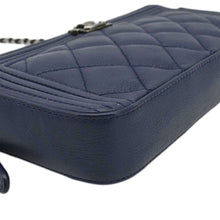 Load image into Gallery viewer, CHANEL Boy Double Zip Wallet on Chain Caviar Leather Crossbody Bag Navy Blue
