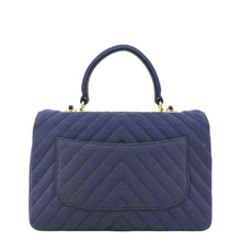 Load image into Gallery viewer, CHANEL Trendy CC Small Jersey Chevron Leather Top Handle Shoulder Bag Blue
