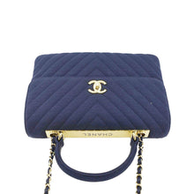 Load image into Gallery viewer, CHANEL Trendy CC Small Jersey Chevron Leather Top Handle Shoulder Bag Blue
