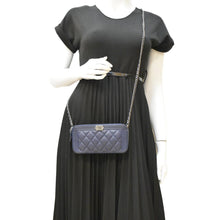 Load image into Gallery viewer, CHANEL Boy Double Zip Wallet on Chain Caviar Leather Crossbody Bag Navy Blue
