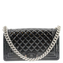 Load image into Gallery viewer, CHANEL Boy Flap Medium Plexiglass Patent Leather Crossbody Bag Black
