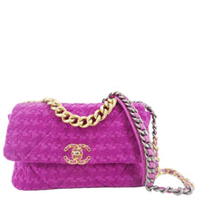 Load image into Gallery viewer, CHANEL 19 Flap Quilted Tweed Shoulder Bag Purple
