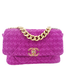 Load image into Gallery viewer, CHANEL 19 Flap Quilted Tweed Shoulder Bag Purple
