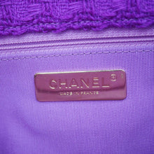 Load image into Gallery viewer, CHANEL 19 Flap Quilted Tweed Shoulder Bag Purple
