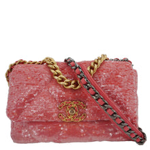 Load image into Gallery viewer, CHANEL 19 Medium Flap Quilted Sequin Shoulder Bag Hot Pink
