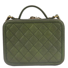 Load image into Gallery viewer, CHANEL Vanity Case Filigree CC Iridescent Quilted Caviar Leather Shoulder Bag Green
