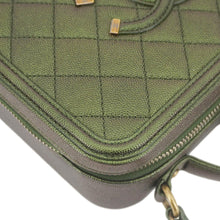 Load image into Gallery viewer, CHANEL Vanity Case Filigree CC Iridescent Quilted Caviar Leather Shoulder Bag Green
