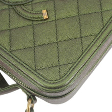 Load image into Gallery viewer, CHANEL Vanity Case Filigree CC Iridescent Quilted Caviar Leather Shoulder Bag Green
