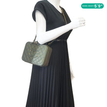 Load image into Gallery viewer, CHANEL Vanity Case Filigree CC Iridescent Quilted Caviar Leather Shoulder Bag Green
