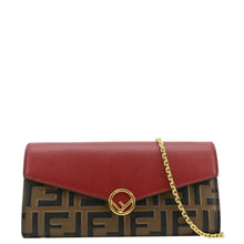 Load image into Gallery viewer, Fendi Vitello Cruise F Is Fendi Leather Red Chain Wallet  front look
