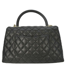 Load image into Gallery viewer, CHANEL Coco Flap Medium Quilted Caviar Leather Handle Shoulder Bag Black
