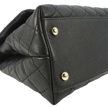 Load image into Gallery viewer, CHANEL Coco Flap Medium Quilted Caviar Leather Handle Shoulder Bag Black
