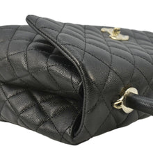 Load image into Gallery viewer, CHANEL Coco Flap Medium Quilted Caviar Leather Handle Shoulder Bag Black
