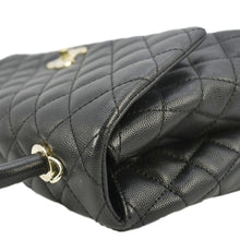 Load image into Gallery viewer, CHANEL Coco Flap Medium Quilted Caviar Leather Handle Shoulder Bag Black
