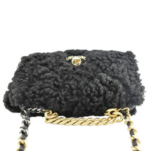 Load image into Gallery viewer, CHANEL Shearling 19 Flap Medium Sheepskin Shoulder Bag Black
