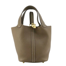 Load image into Gallery viewer, HERMES Picotin Lock 18 Taurillon Clemence Leather Hobo Bag Brown
