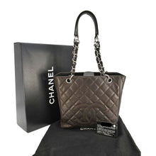 Load image into Gallery viewer, CHANEL Petite Quilted Caviar Leather Shopping Tote Shoulder Bag Dark Brown
