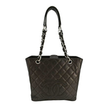 Load image into Gallery viewer, CHANEL Petite Quilted Caviar Leather Shopping Tote Shoulder Bag Dark Brown
