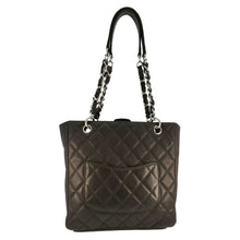 Load image into Gallery viewer, CHANEL Petite Quilted Caviar Leather Shopping Tote Shoulder Bag Dark Brown
