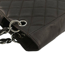 Load image into Gallery viewer, CHANEL Petite Quilted Caviar Leather Shopping Tote Shoulder Bag Dark Brown
