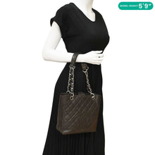 Load image into Gallery viewer, CHANEL Petite Quilted Caviar Leather Shopping Tote Shoulder Bag Dark Brown
