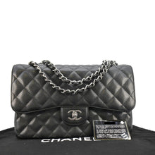 Load image into Gallery viewer, CHANEL Jumbo Classic Double Flap Quilted Caviar Leather Shoulder Bag Black
