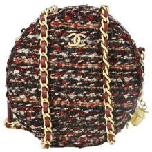 Load image into Gallery viewer, CHANEL Round Tweed Chain Clutch Crossbody Bag Red
